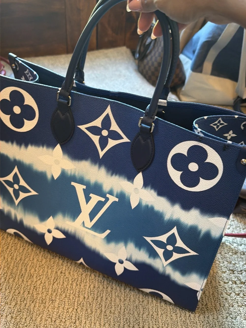 Louis Vuitton Blue & White Monogram Tie-Dye Tote - Picture 1 of 6